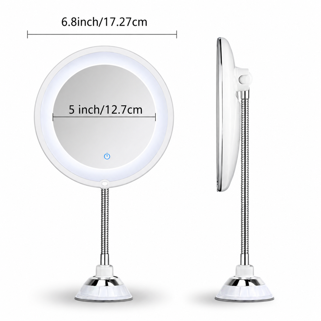Bathroom Mirror LED Magnifying Mirror Flexible Arm | Meowbutter