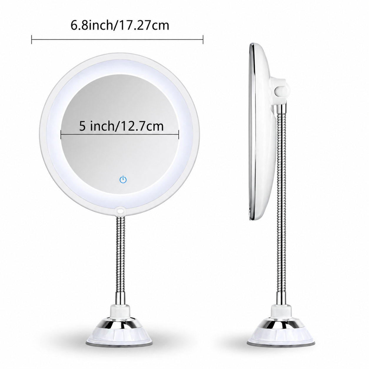 Bathroom Mirror LED Magnifying Mirror Flexible Arm | Meowbutter
