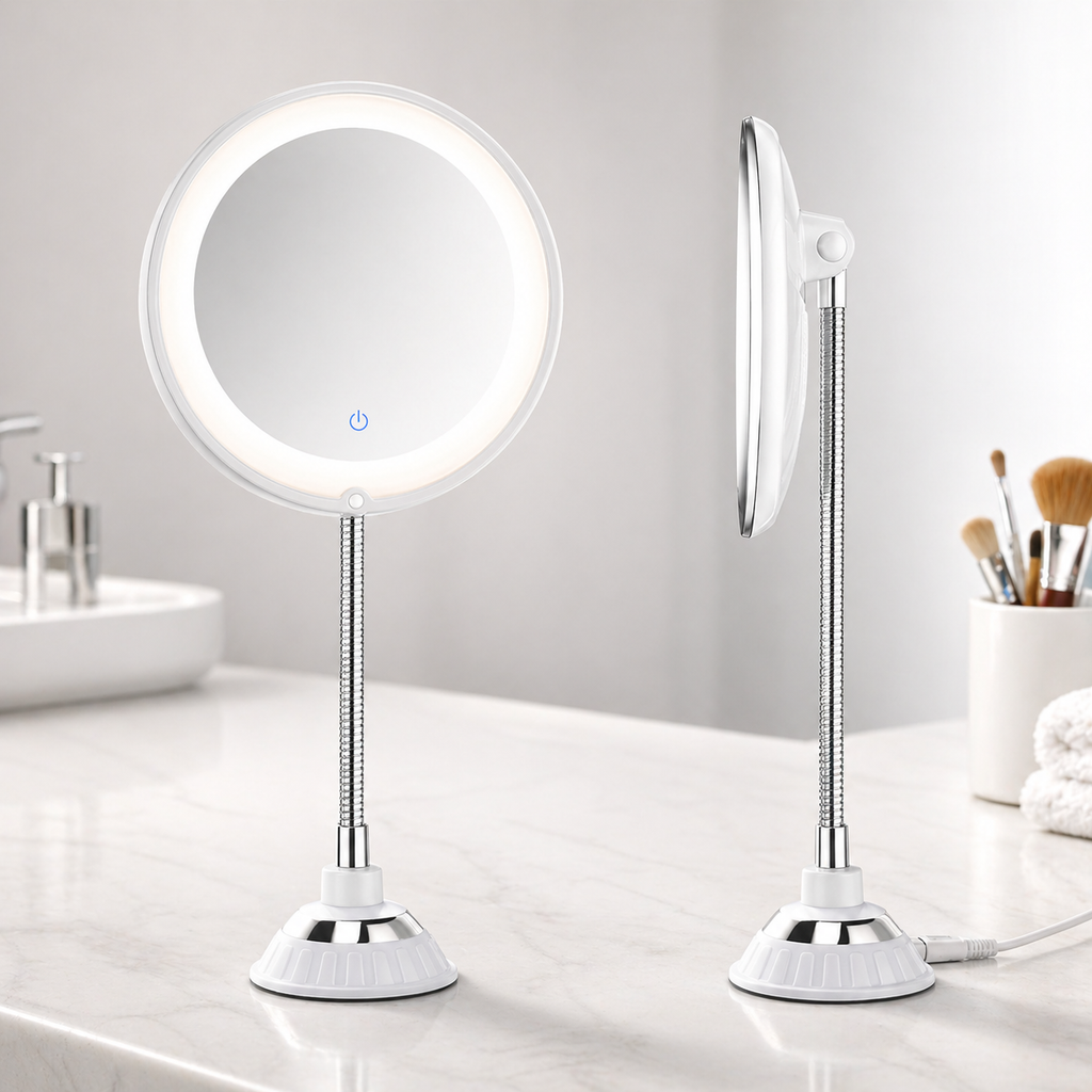 Bathroom Mirror LED Magnifying Mirror Flexible Arm | Meowbutter
