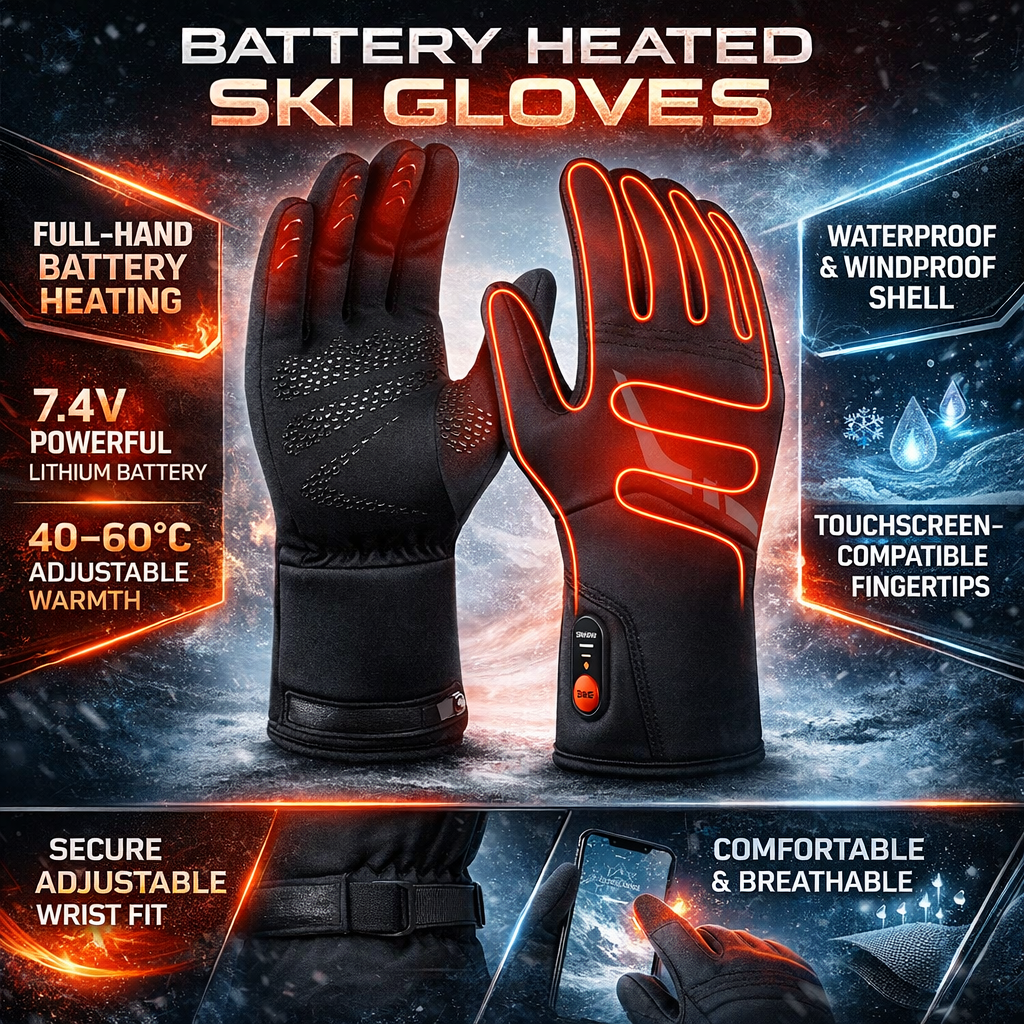 Heated Gloves Battery Powered Waterproof Touchscreen Winter Gloves | Meowbutter