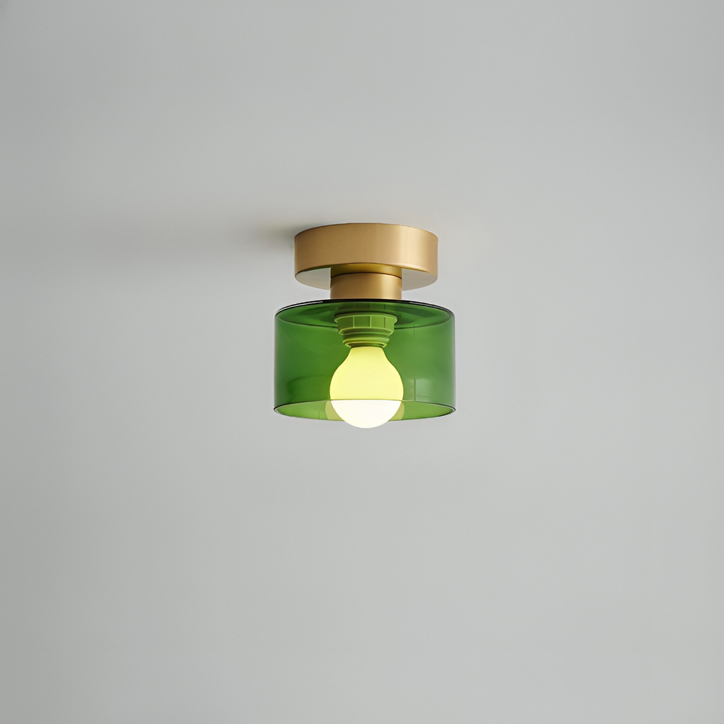 Lampada da soffitto in metallo Bauhaus con finitura oro, design compatto