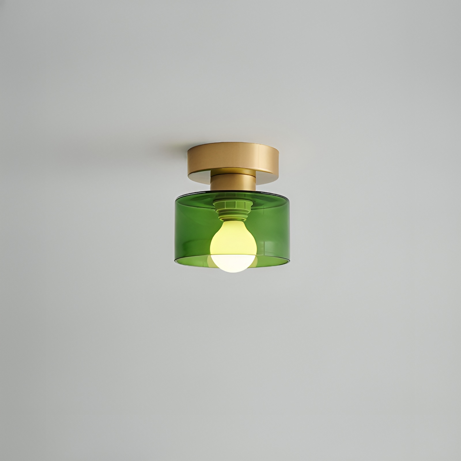 Lampada da soffitto in metallo Bauhaus con finitura oro, design compatto