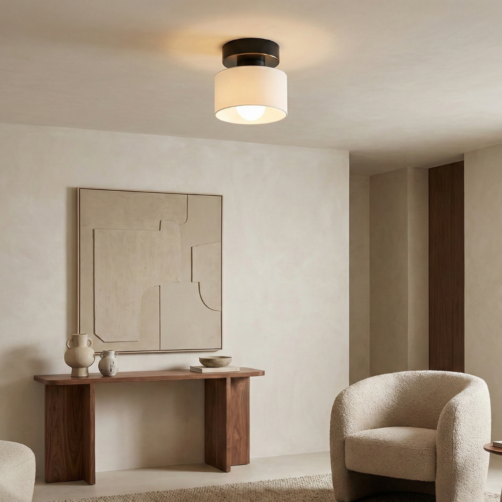 Lampada da soffitto in metallo Bauhaus con finitura oro, design compatto