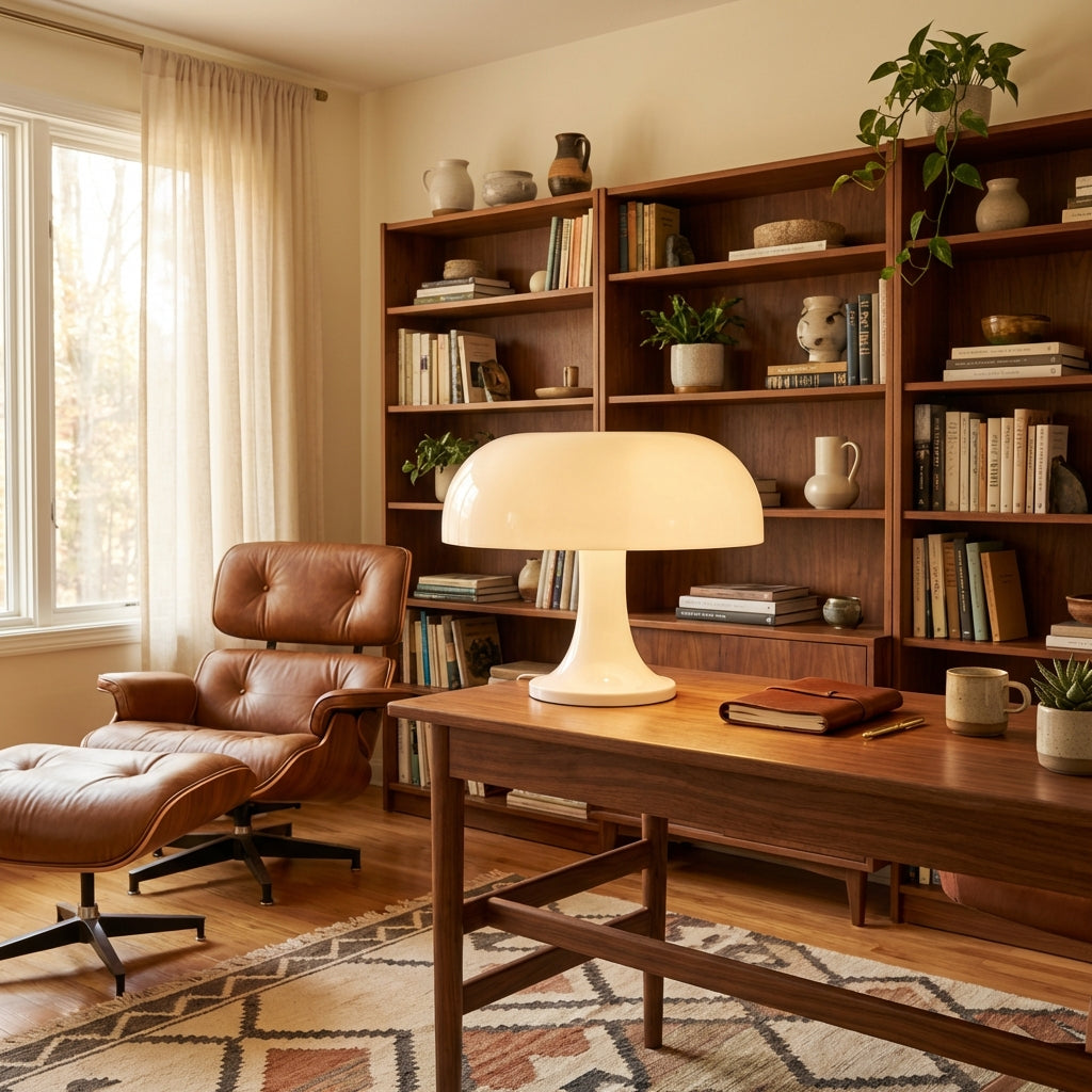 Bauhaus LED Table Lamp For Modern Rooms With Mushroom Shade