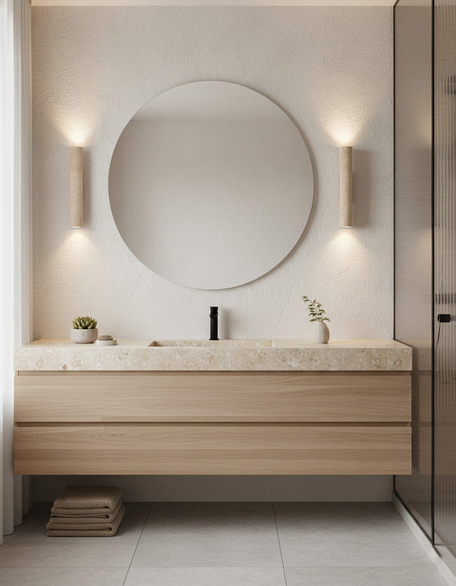 Walnootbasis Beige Travertijn Wandlamp Met Moderne Wandverlichting