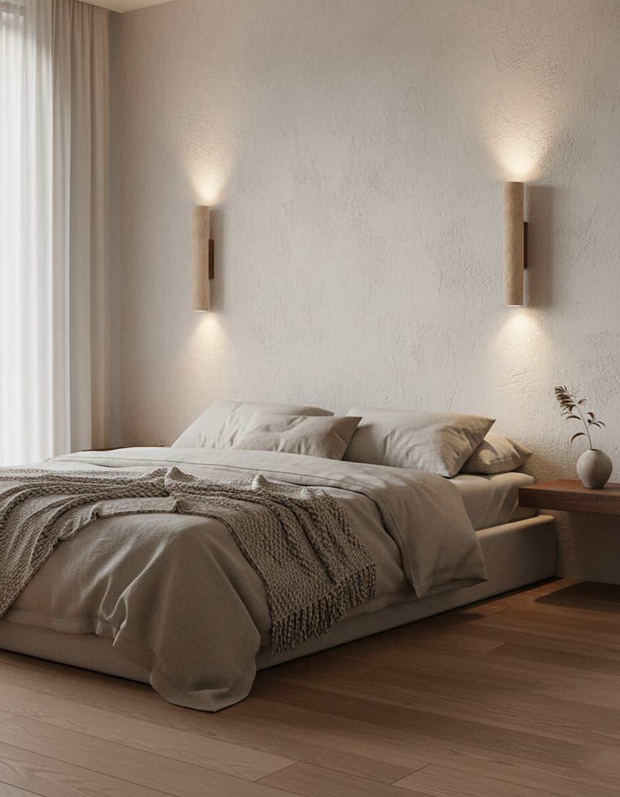 Walnootbasis Beige Travertijn Wandlamp Met Moderne Wandverlichting