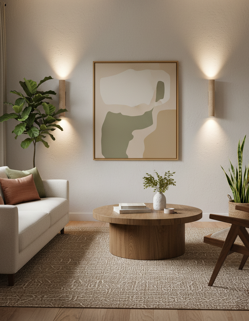 Walnootbasis Beige Travertijn Wandlamp Met Moderne Wandverlichting