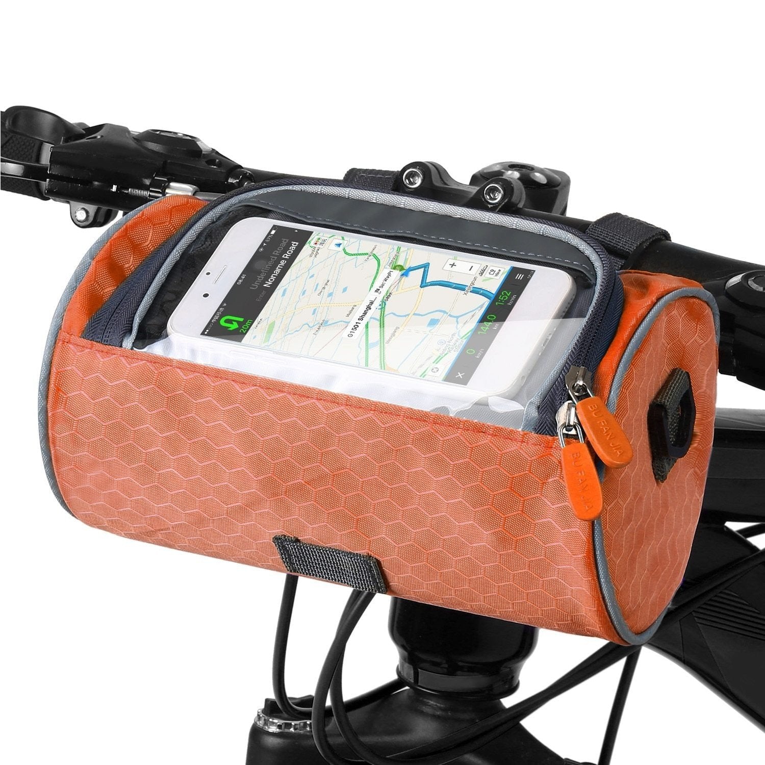 Kerékpáros kormánytáska – érintőképernyő-kompatibilis telefontartó rekesz, biztonságos tárolás, tépőzáras rögzítés