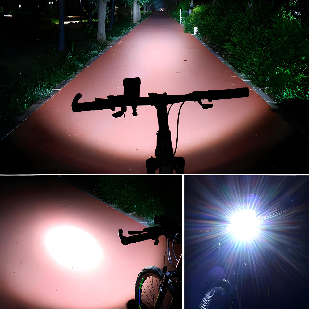 Multifunktionales Fahrradlicht – Lenker-Handyhalterung, laute Hupe, USB-Powerbank