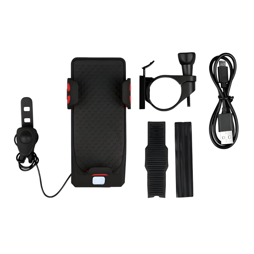 Multifunktionales Fahrradlicht – Lenker-Handyhalterung, laute Hupe, USB-Powerbank