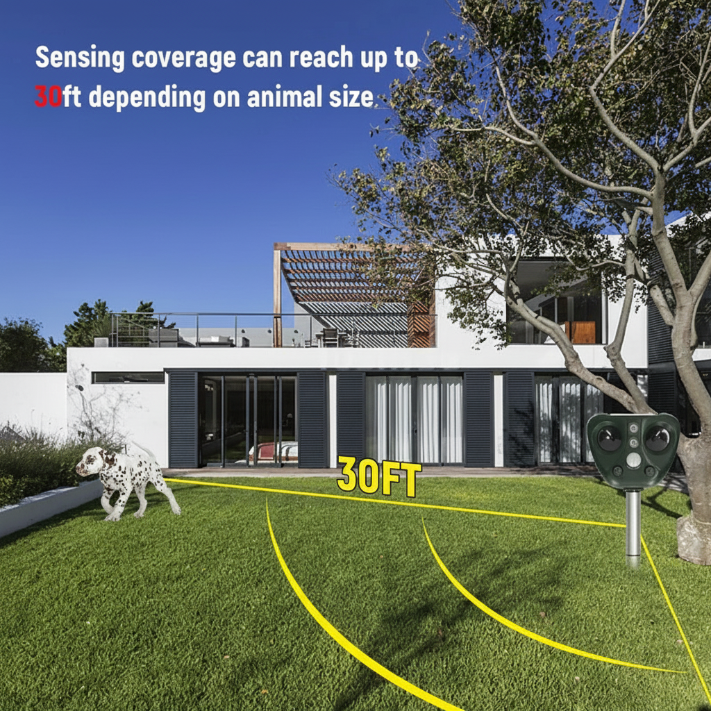 Solar Powered Ultrasonic Bird Deterrent — Alternating Sound and LED Flashes