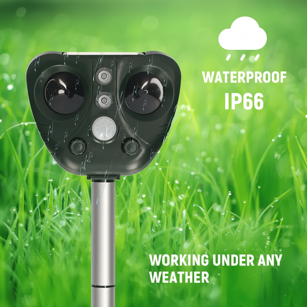 Solar Powered Ultrasonic Bird Deterrent — Alternating Sound and LED Flashes