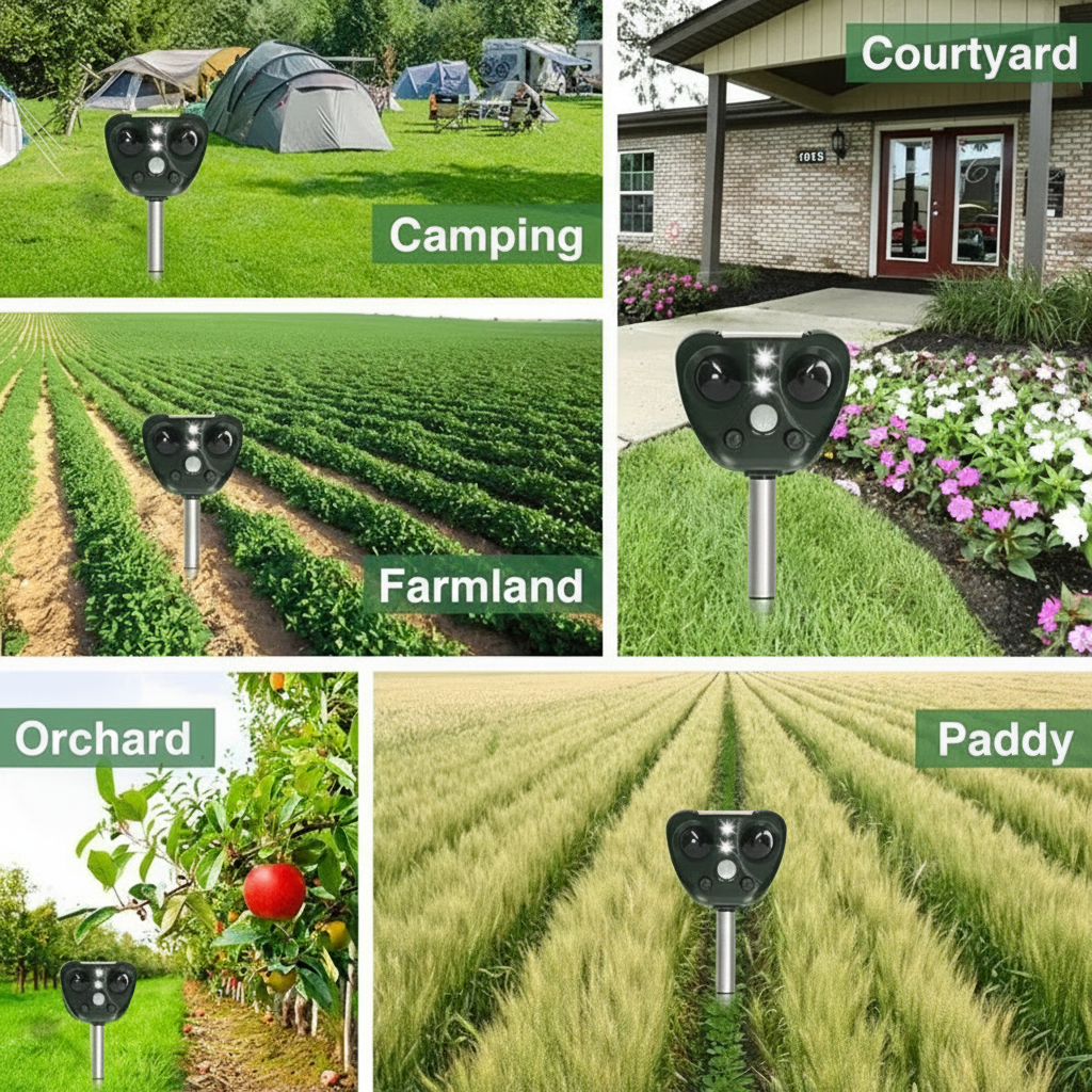 Solar Powered Ultrasonic Bird Deterrent — Alternating Sound and LED Flashes