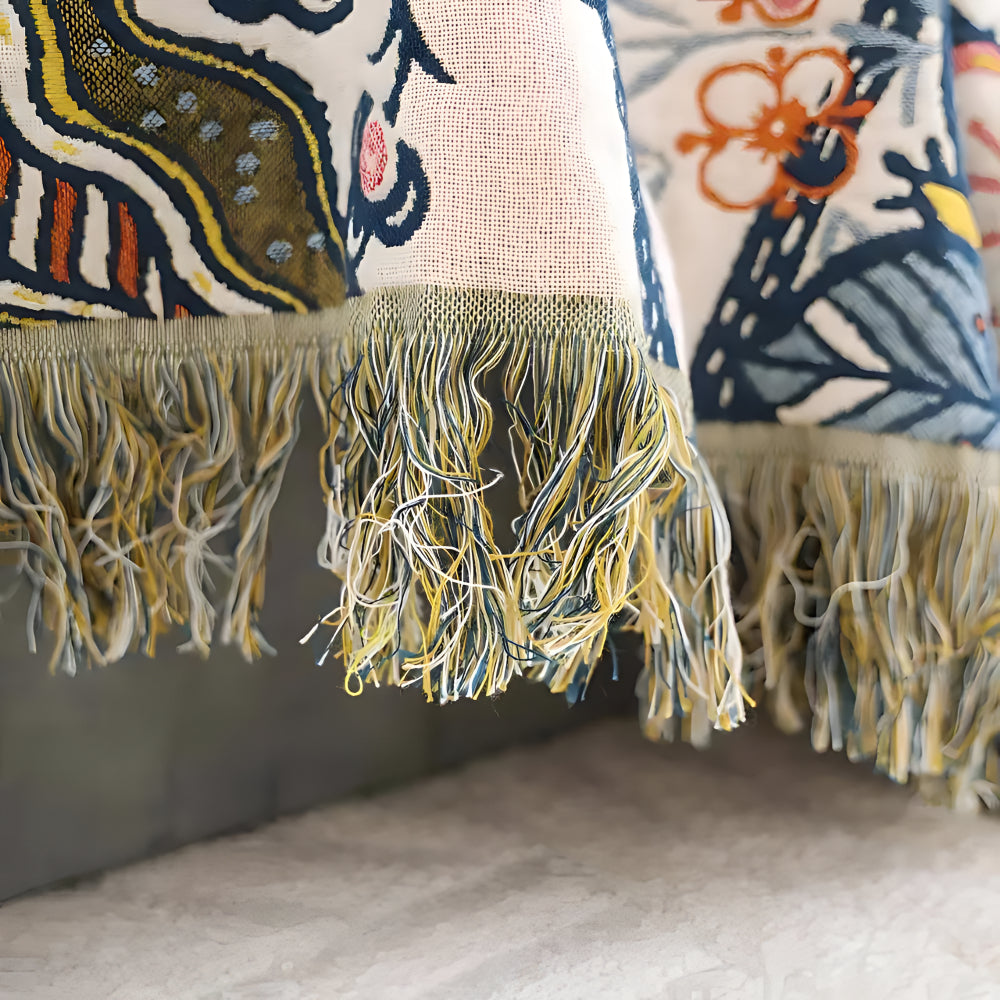 Blanket Throw Floral Reversible Tassel Design | Meowbutter