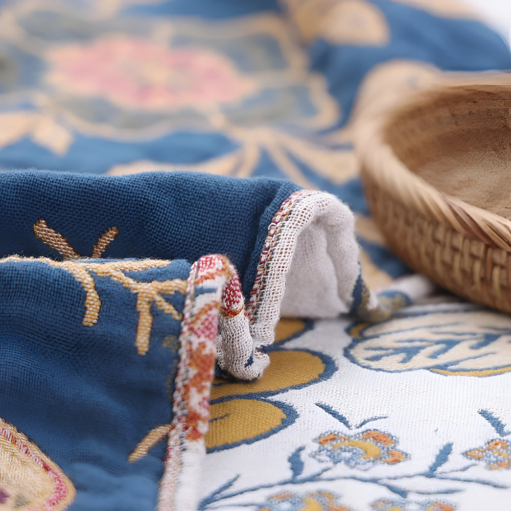 Blanket Throw Floral Reversible Tassel Design | Meowbutter