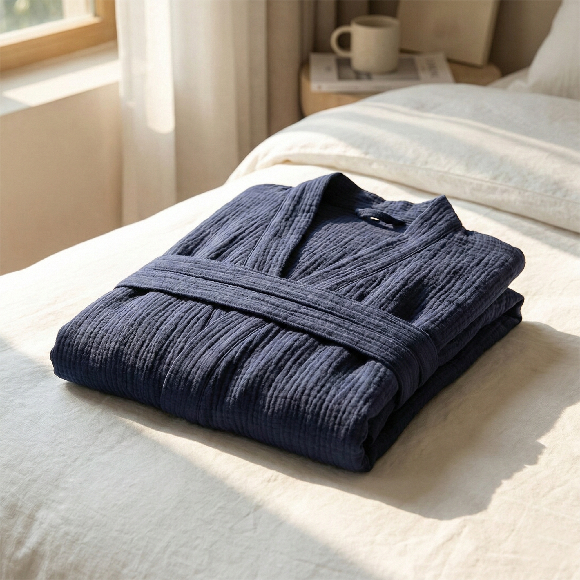 All-Season Bathrobe Made From One Hundred Percent Muslin Cotton