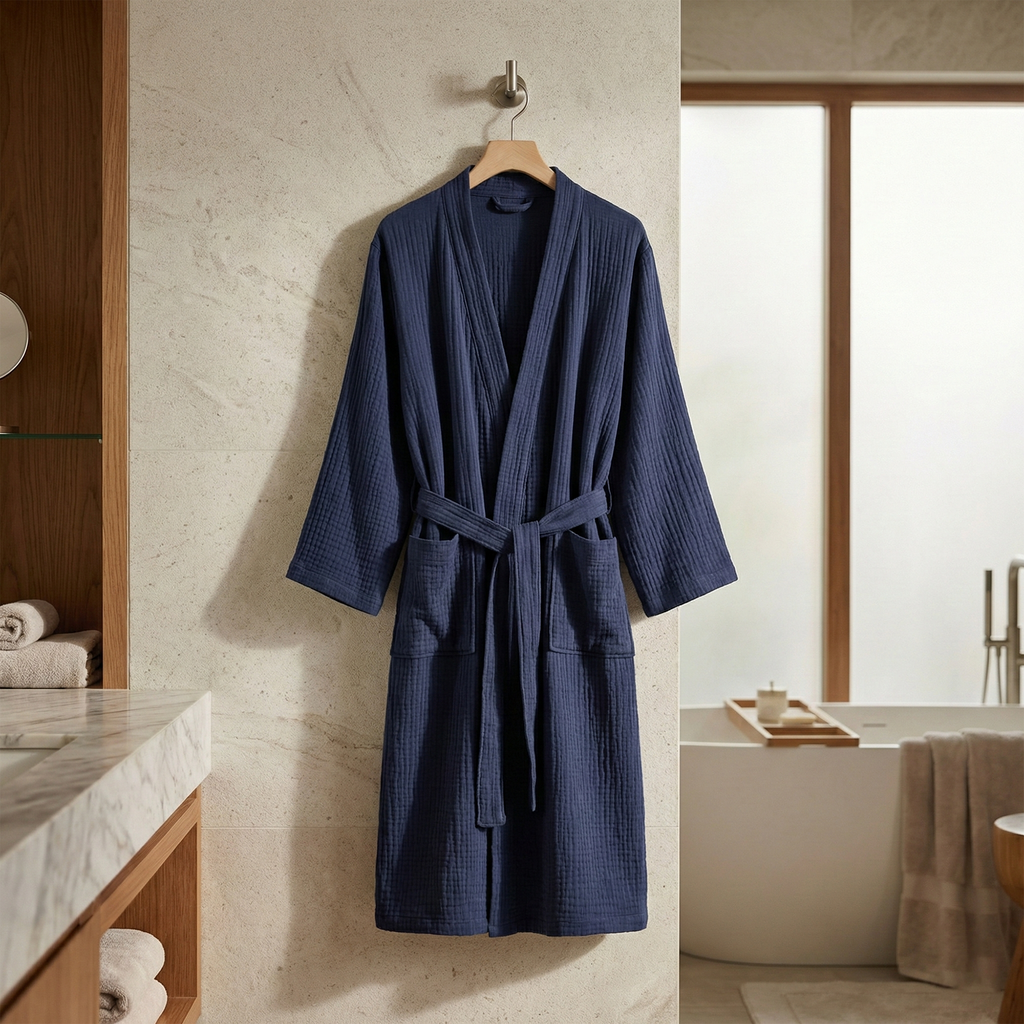 All-Season Bathrobe Made From One Hundred Percent Muslin Cotton
