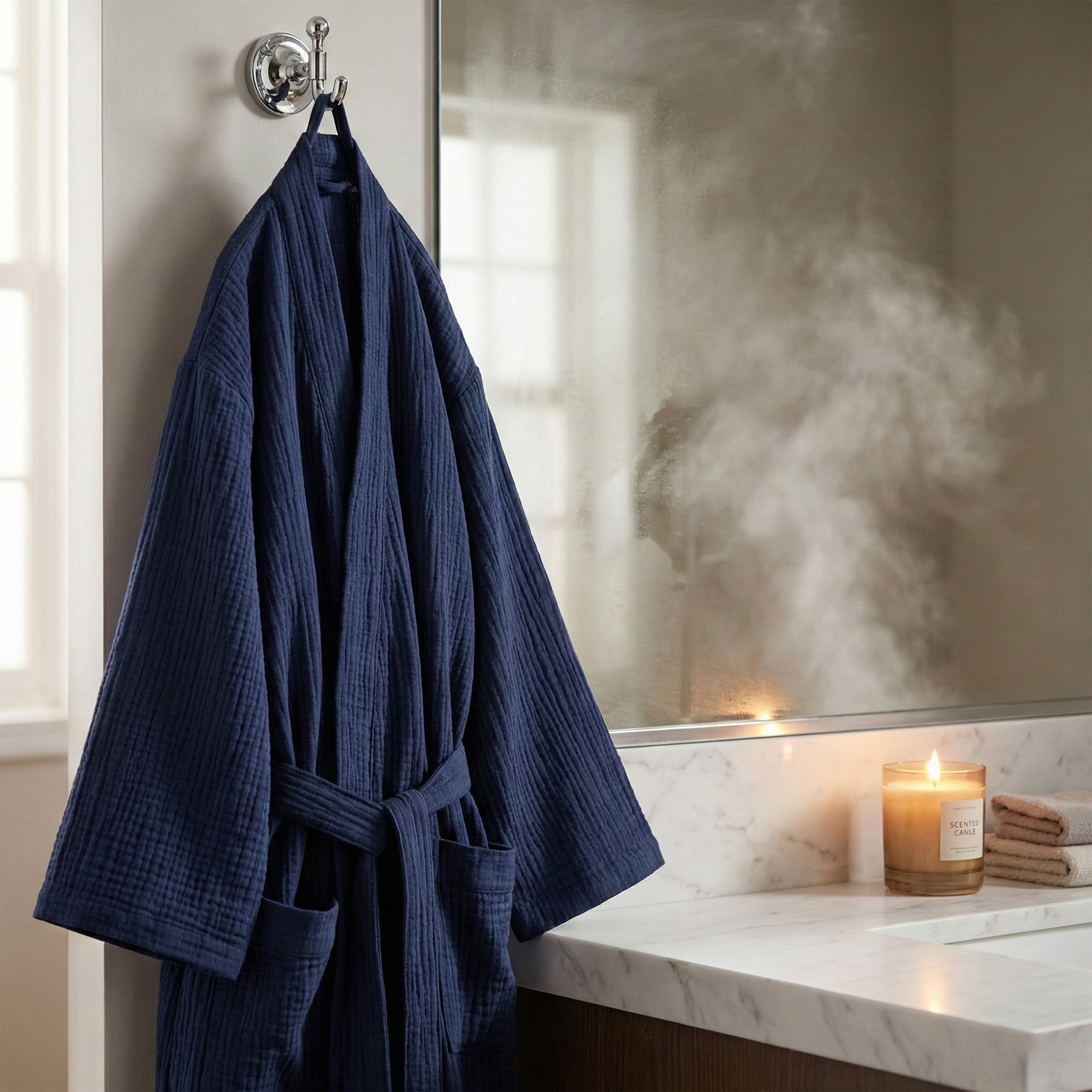 All-Season Bathrobe Made From One Hundred Percent Muslin Cotton
