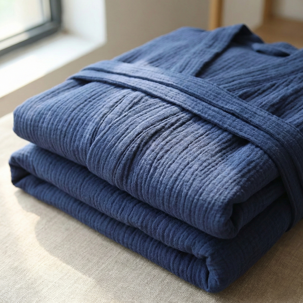 All-Season Bathrobe Made From One Hundred Percent Muslin Cotton