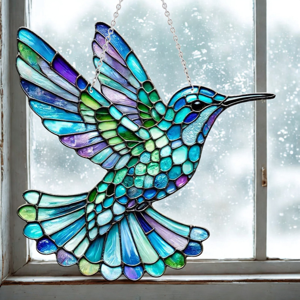 Window Suncatcher Stained Glass Bluebird Acrylic Hanging Decor | Meowbutter