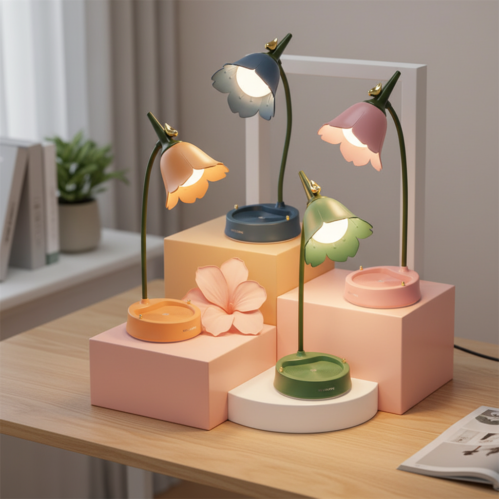 مصباح طاولة على شكل بتلات GlowBlossom — إضاءة محيطية ناعمة