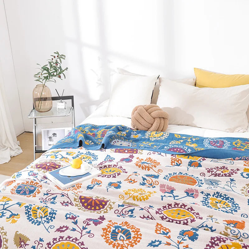 BohemiaCotton 100% Cotton Blanket — Tightly Woven, Plush Texture