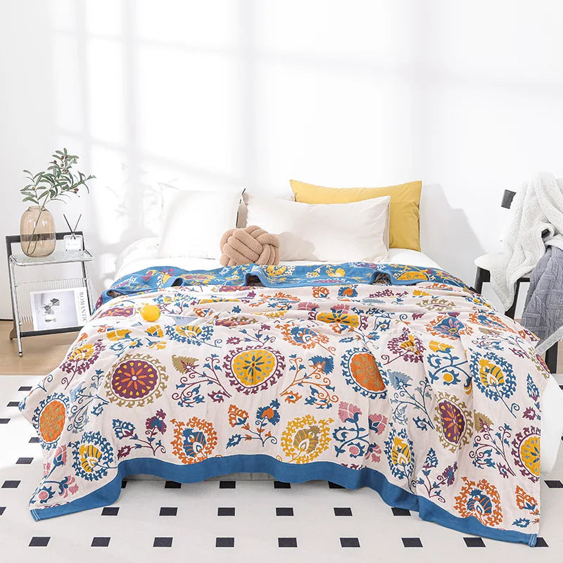 BohemiaCotton 100% Cotton Blanket — Tightly Woven, Plush Texture