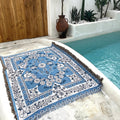 Boho Blue Daisy Bloom Travel Throw — Soft Microfiber, 51 by 63 Inches