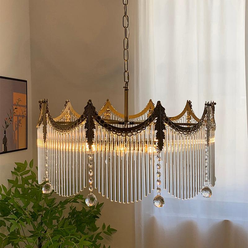 Lustre en verre laiton bohème avec hauteur réglable