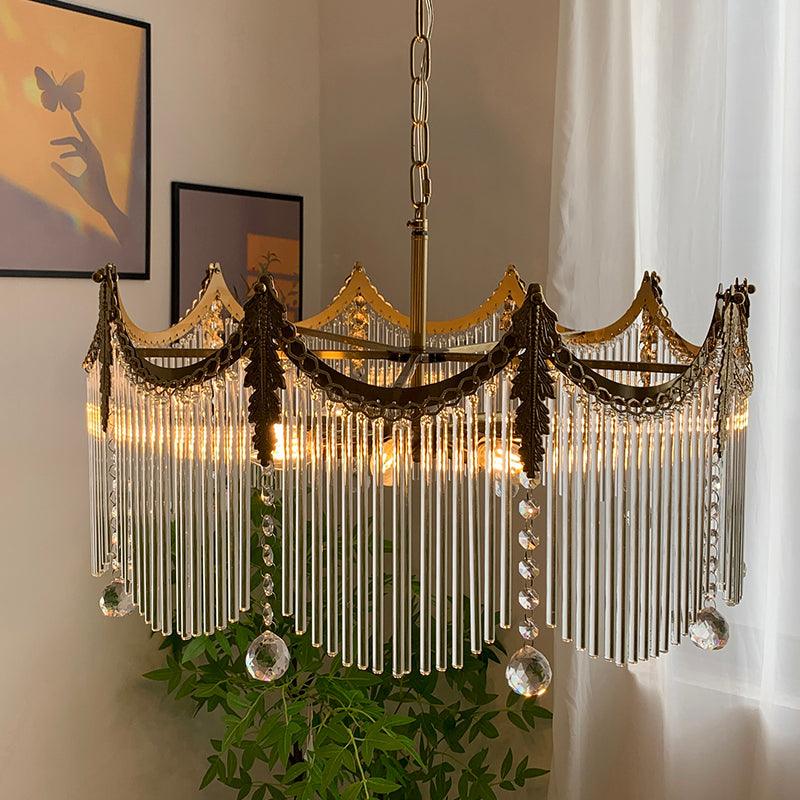 Lustre en verre laiton bohème avec hauteur réglable