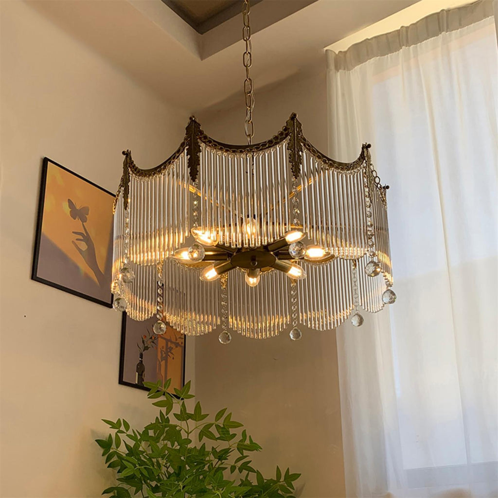 Lustre en verre laiton bohème avec hauteur réglable
