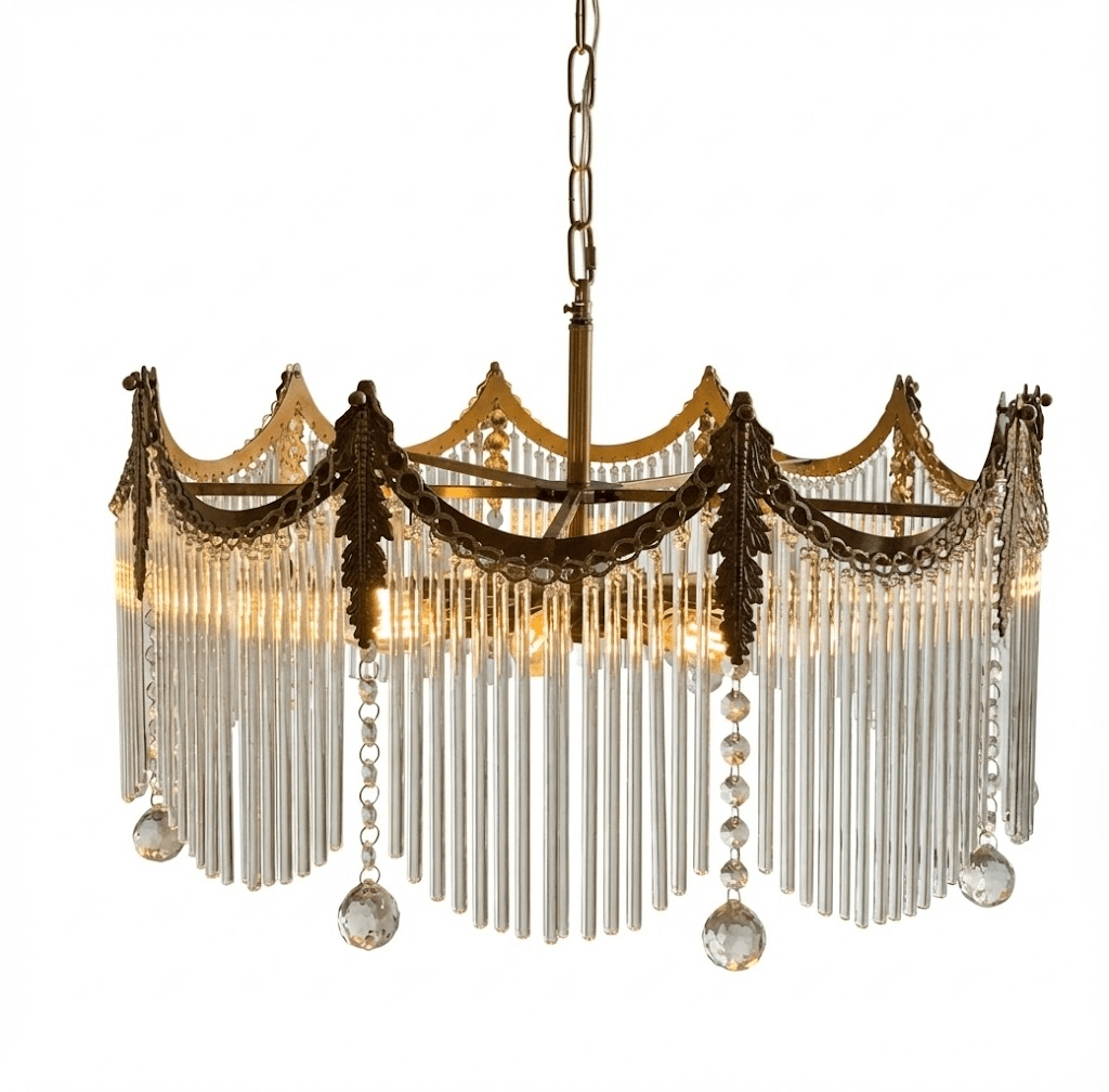 Lustre en verre laiton bohème avec hauteur réglable