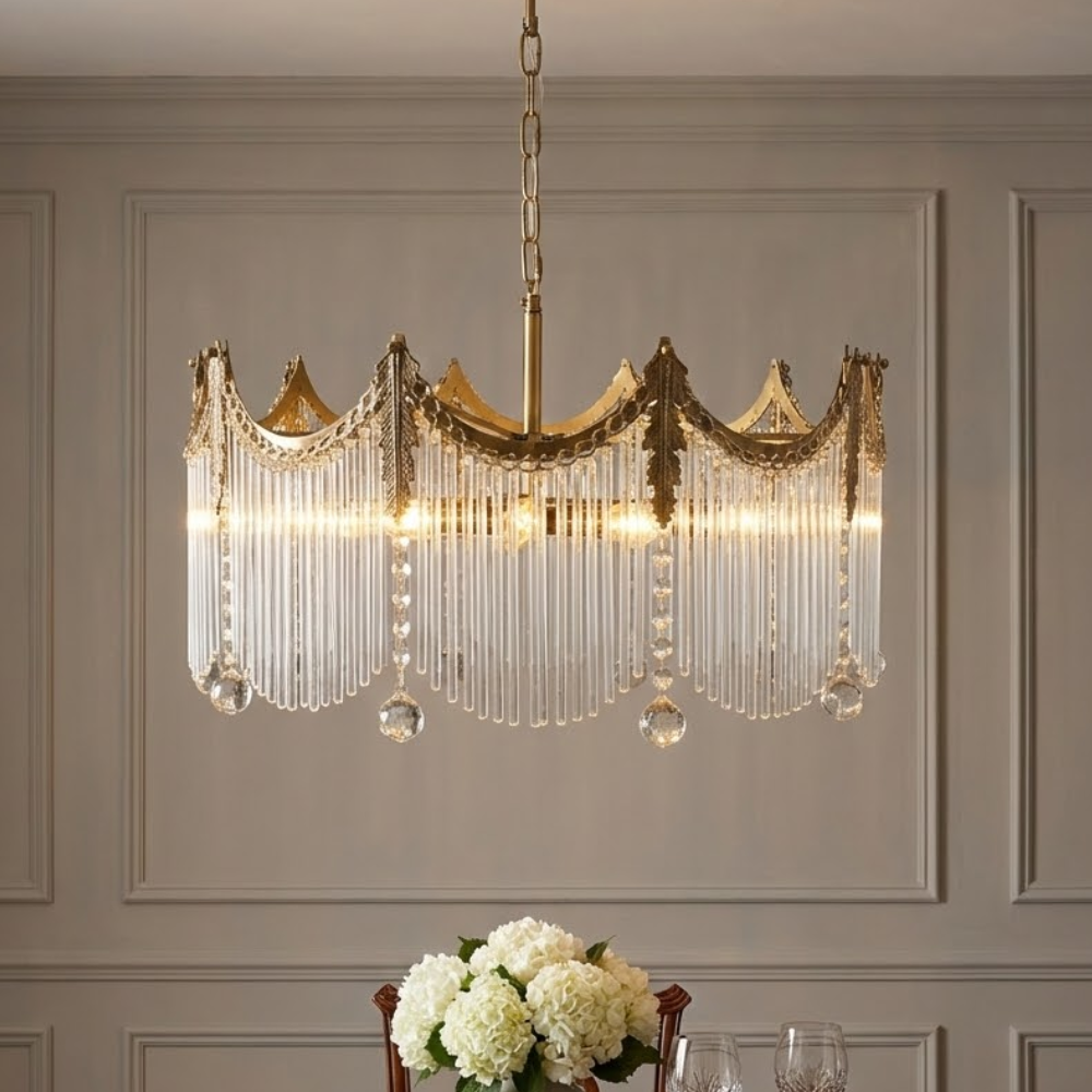 Lustre en verre laiton bohème avec hauteur réglable