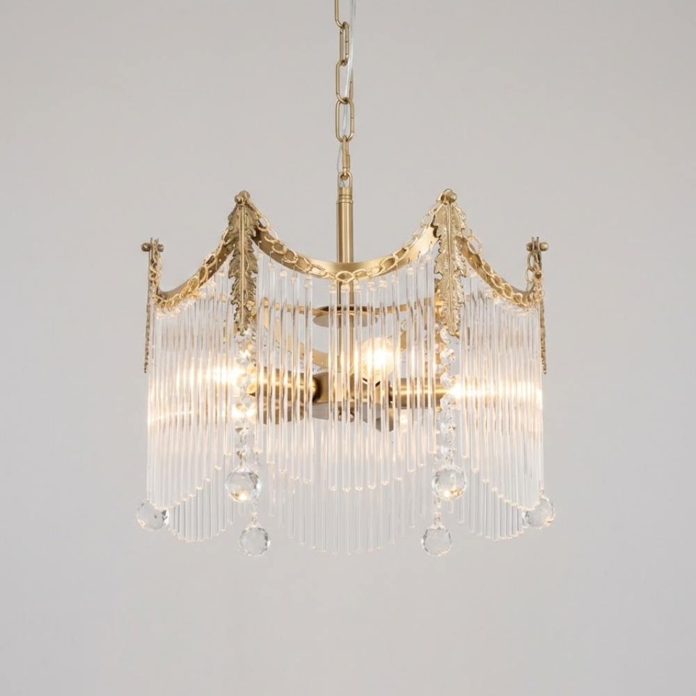 Lustre en verre laiton bohème avec hauteur réglable