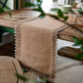 Natürlicher Boho-Jute-Tischläufer für rustikale Esszimmerdekoration
