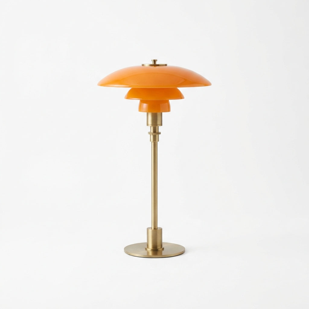 Three Cone Glass Shades Table Lamp With Chrome Frame Danish Inspired