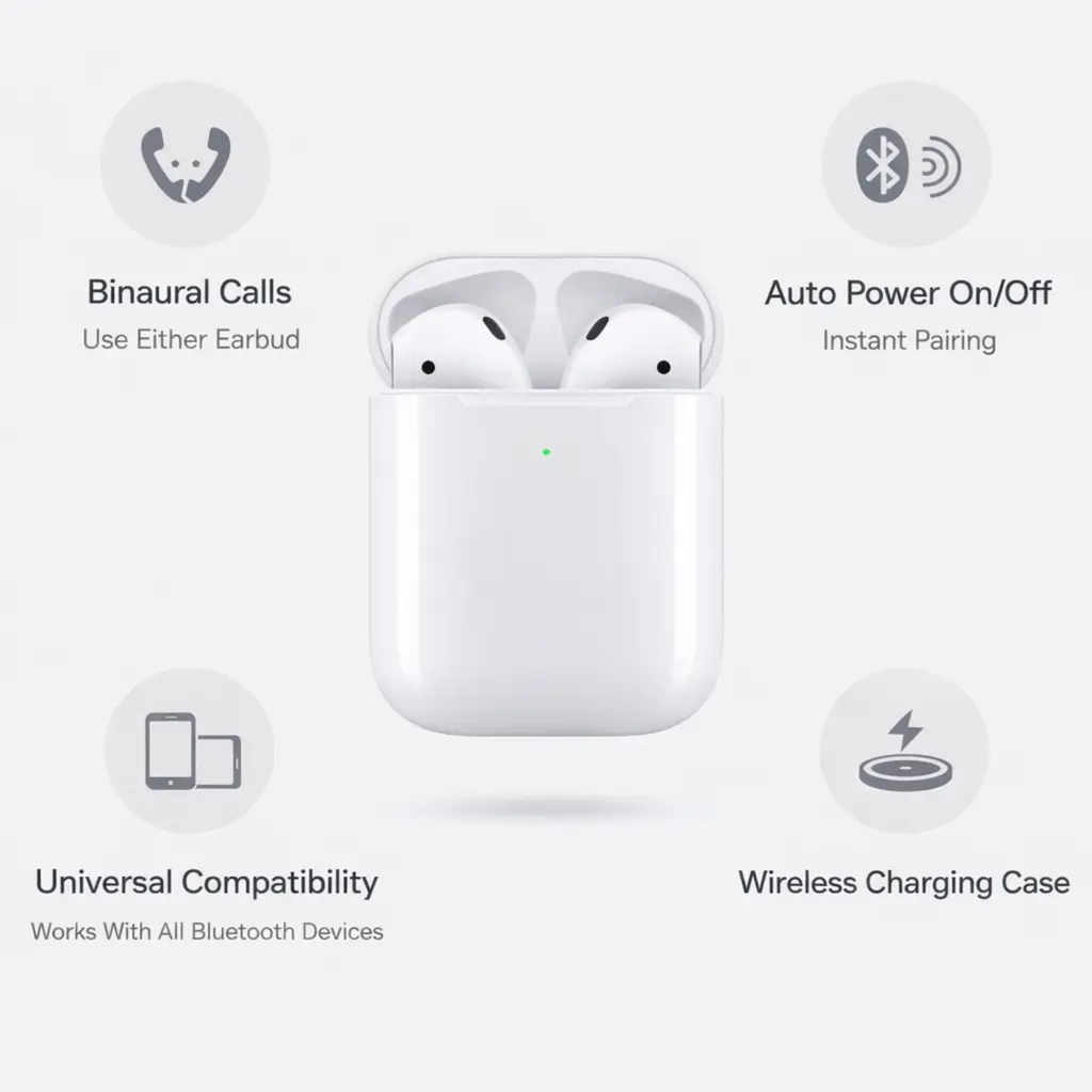 Trådløse øretelefoner - Bluetooth-øretelefoner med opladningsetui - Kompakt bærbart design | meowbutter