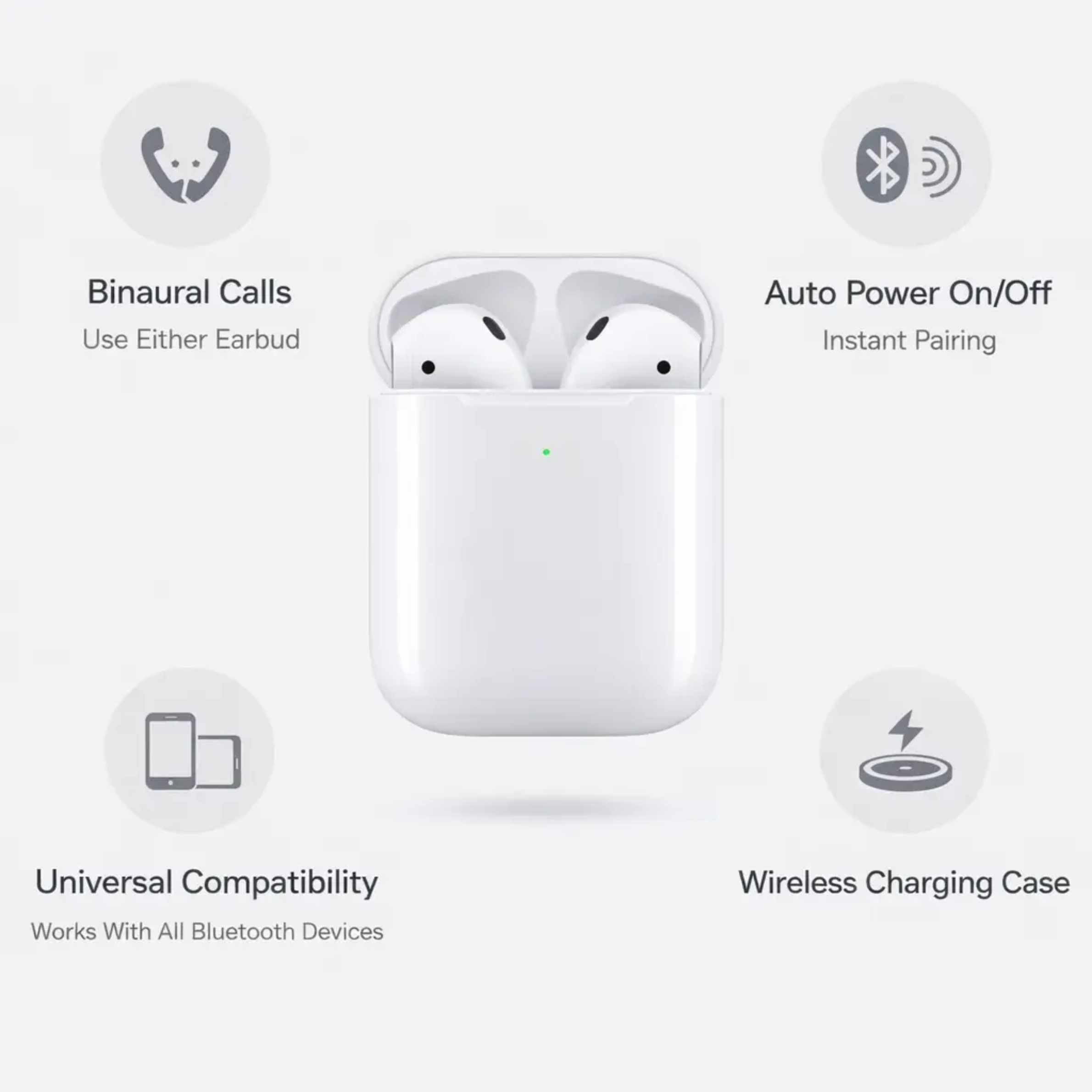 Trådløse øretelefoner - Bluetooth-øretelefoner med opladningsetui - Kompakt bærbart design | meowbutter