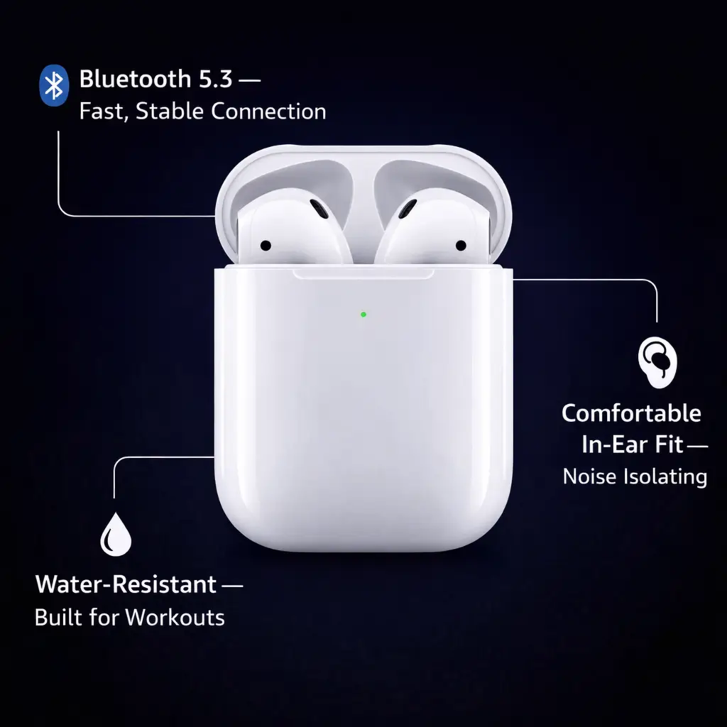 Trådløse øretelefoner - Bluetooth-øretelefoner med opladningsetui - Kompakt bærbart design | meowbutter