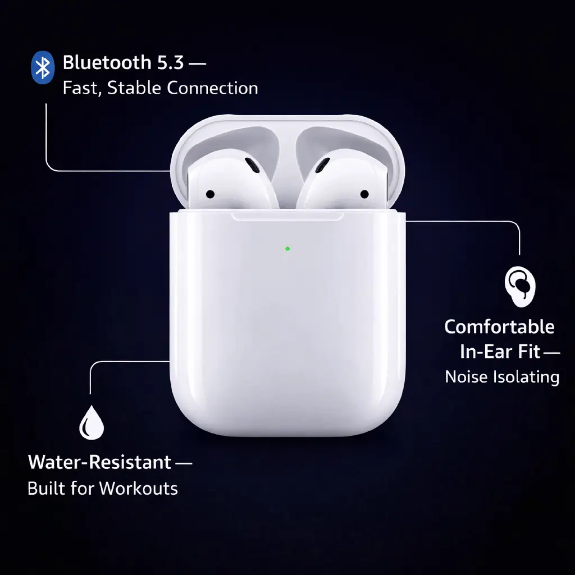 Trådløse øretelefoner - Bluetooth-øretelefoner med opladningsetui - Kompakt bærbart design | meowbutter