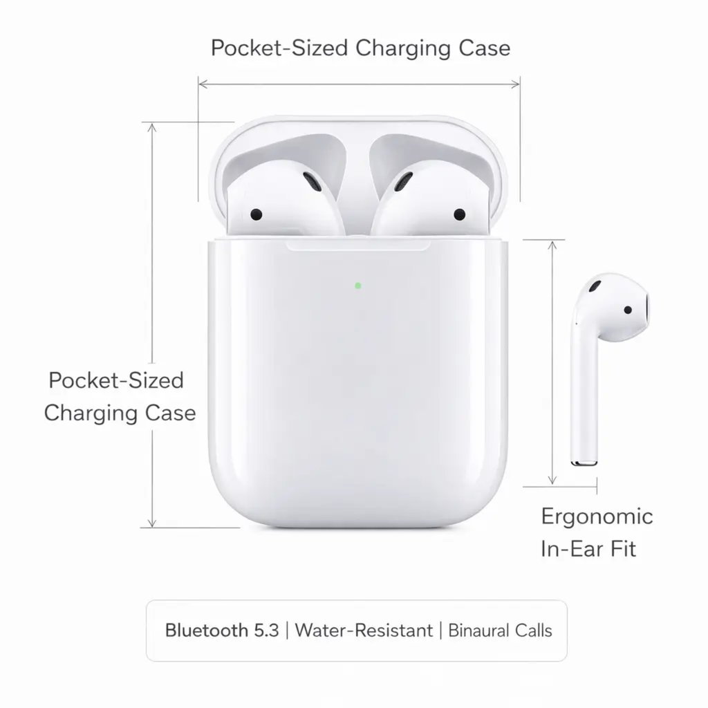 Trådløse øretelefoner - Bluetooth-øretelefoner med opladningsetui - Kompakt bærbart design | meowbutter