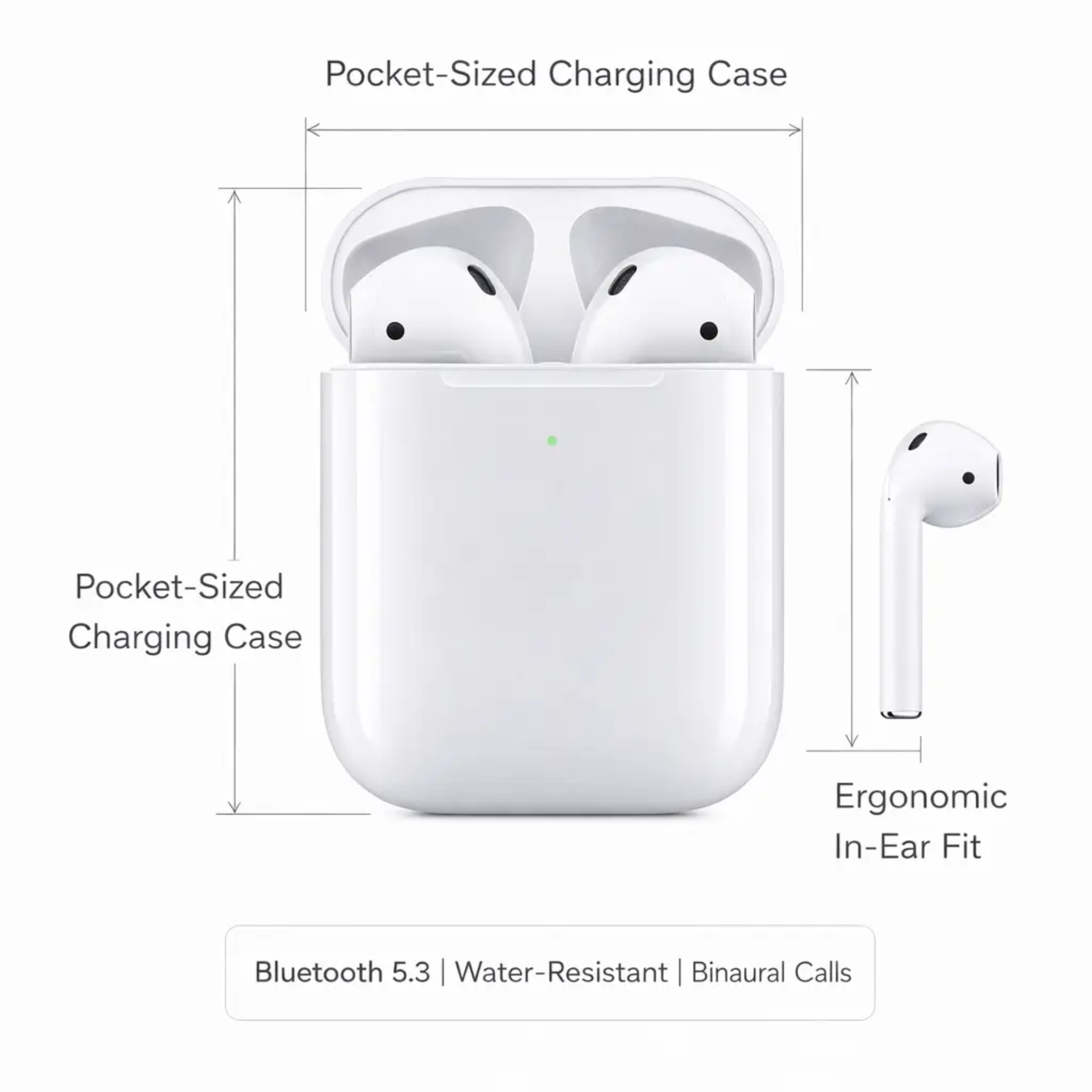 Trådløse øretelefoner - Bluetooth-øretelefoner med opladningsetui - Kompakt bærbart design | meowbutter