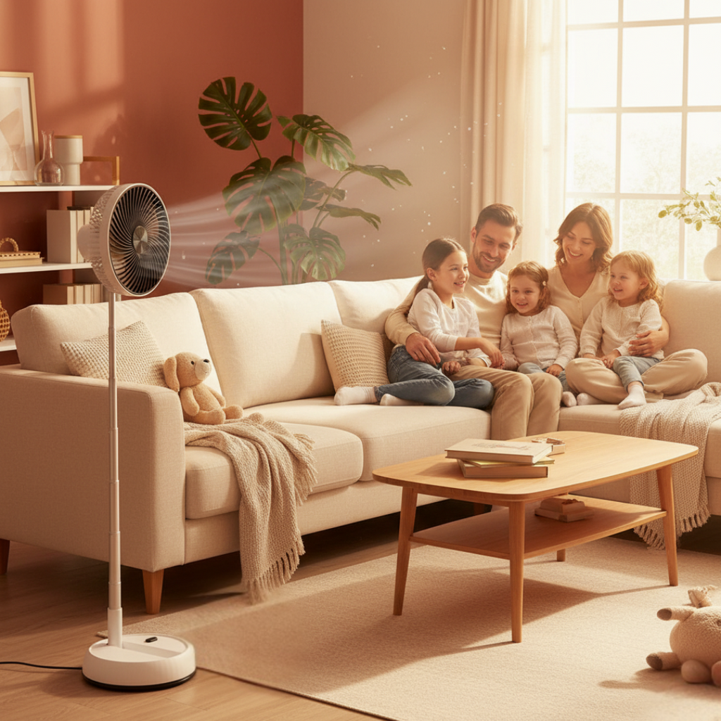 BreezeFold Folding Oscillating Fan — Remote Control, Adjustable Speed, 90° Sweep Motion