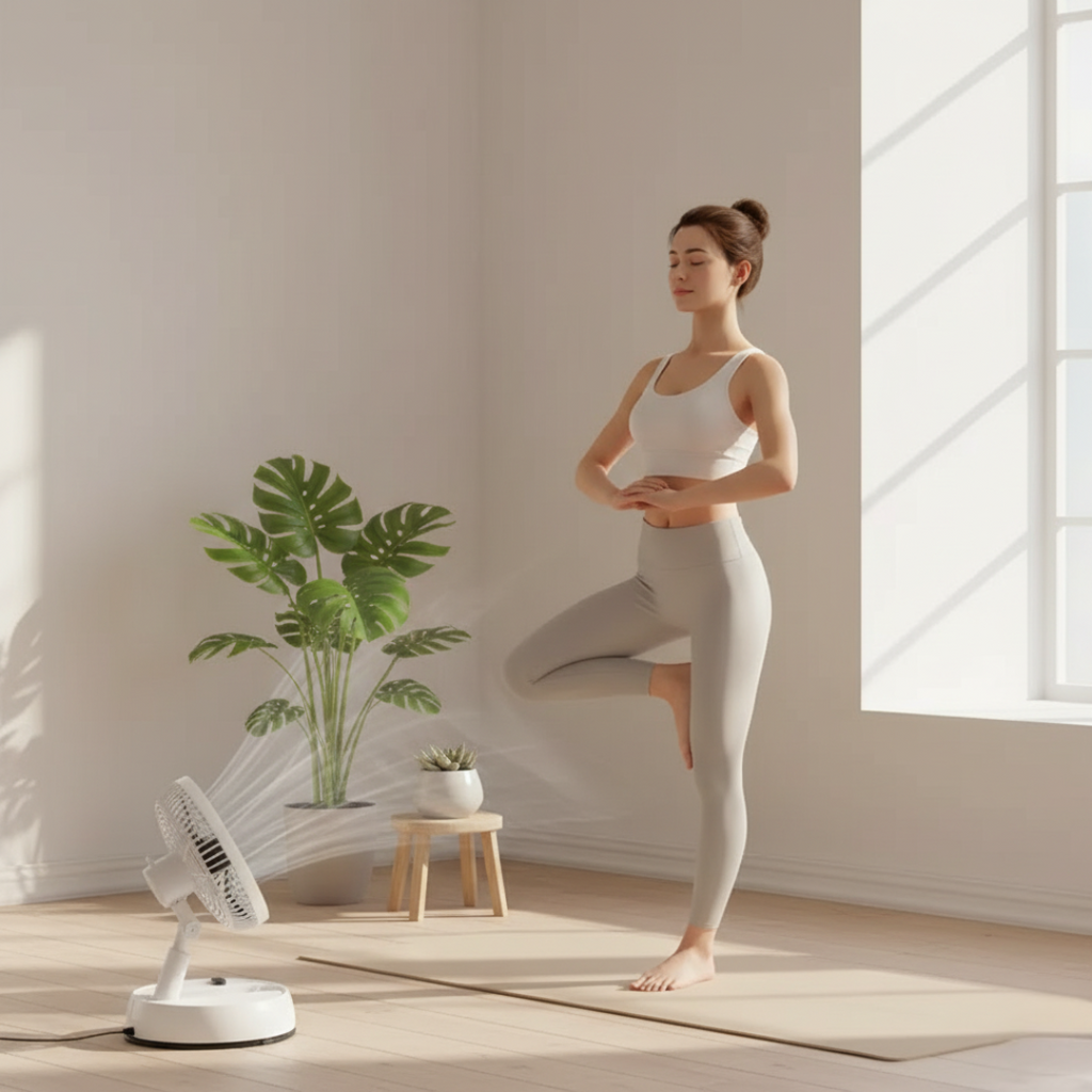 BreezeFold Folding Oscillating Fan — Remote Control, Adjustable Speed, 90° Sweep Motion
