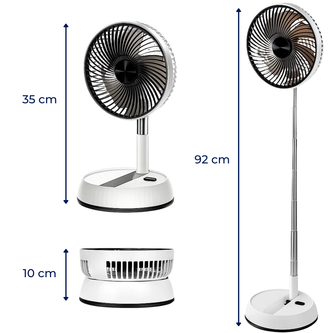 BreezeFold Folding Oscillating Fan — Remote Control, Adjustable Speed, 90° Sweep Motion