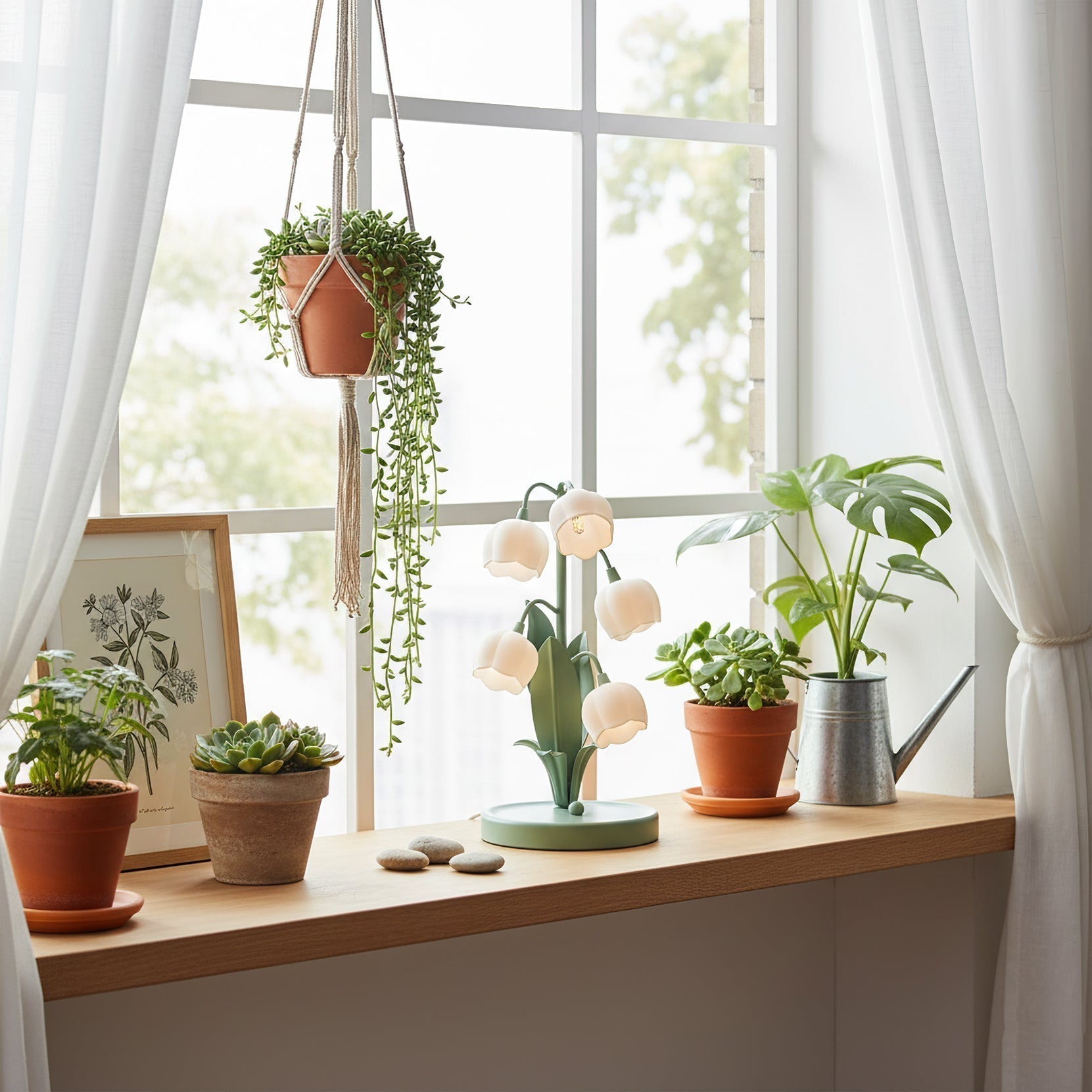 Breezy Orchid Ceramic Lamp — Soft Glow Illumination, 15 Inches High, 10 Inches Across