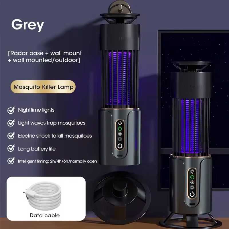 Beltéri rovarcsapda - 365 nm UV és 3000 V-os rács - 200 m² lefedettség - 3 időzítő mód - éjszakai fény - USB | meowbutter