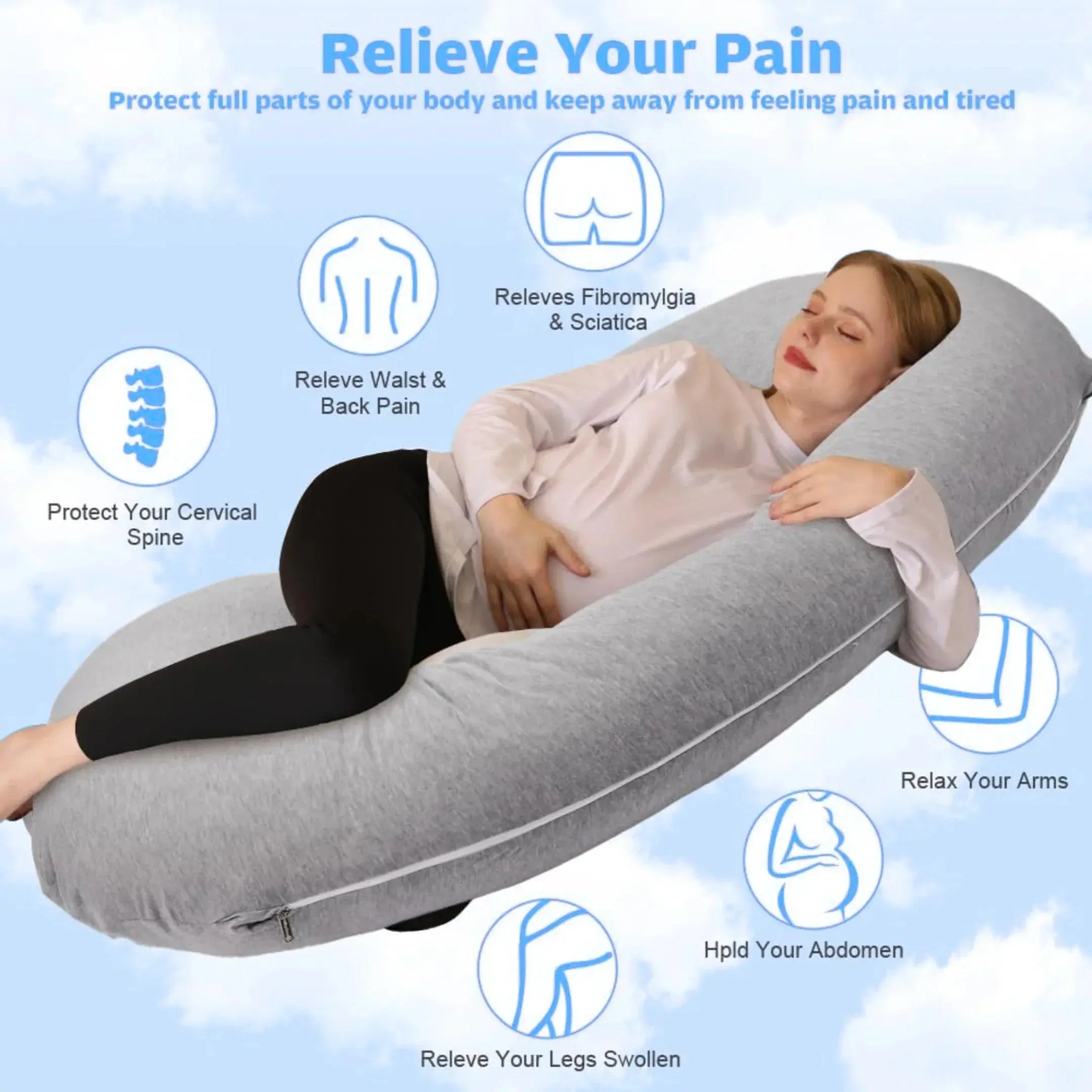 C-Shaped Support Pillow — Contoured Ergonomic Design