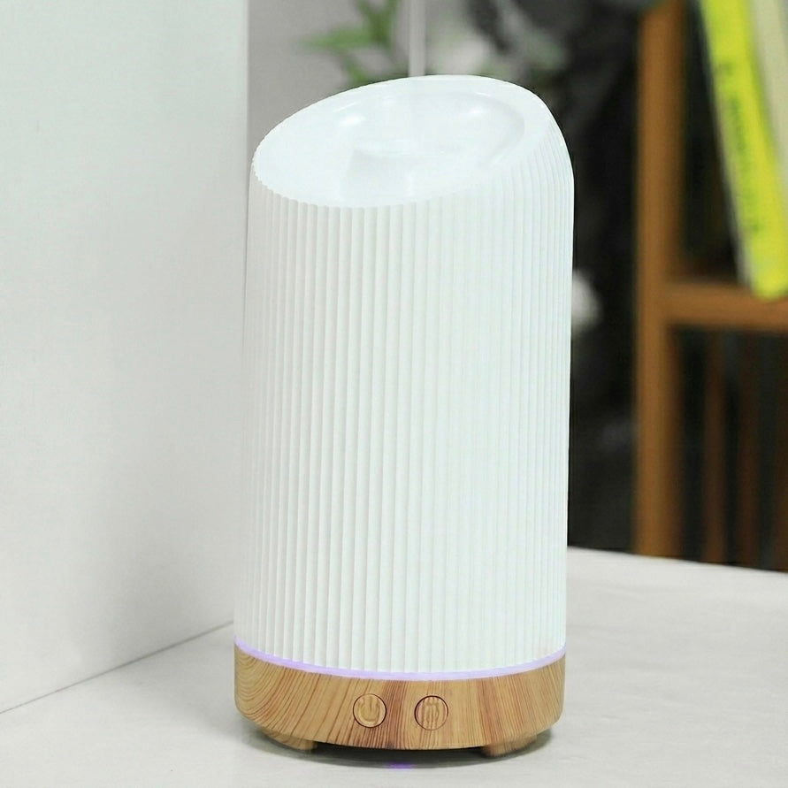 Humidificador y Difusor de Niebla Fría - 100ml - 36dB - Más de 8 horas - Control Remoto - Blanco y Textura de Madera | meowbutter