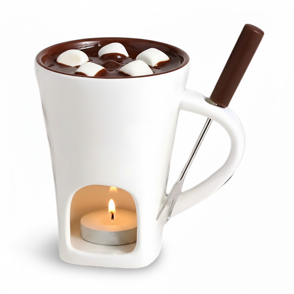 Fondue Set Ceramic Candle Heated Chocolate Cheese Dessert Pot | Meowbutter